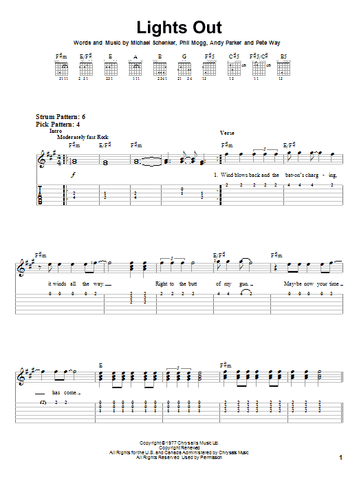 UFO Lights Out sheet music notes and chords. Download Printable PDF.