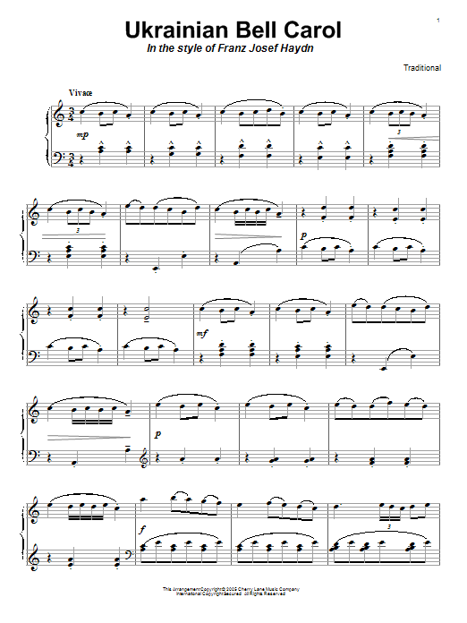 Learn to play Traditional Ukrainian Bell Carol (in the style of Haydn) sheet music for Piano Solo in minutes. Price: 7.8900$ Traditional Ukrainian Bell Carol (in the style of Haydn) sheet music notes and chords arranged for Piano Solo