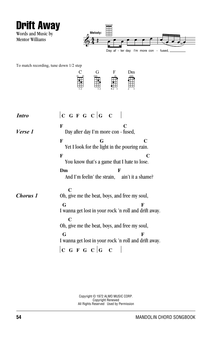 Uncle Kracker Drift Away (feat. Dobie Gray) sheet music notes and chords. Download Printable PDF.