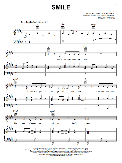 Uncle Kracker Smile sheet music notes and chords. Download Printable PDF.