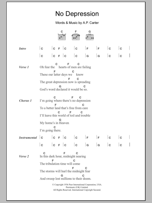 Uncle Tupelo No Depression sheet music notes and chords. Download Printable PDF.