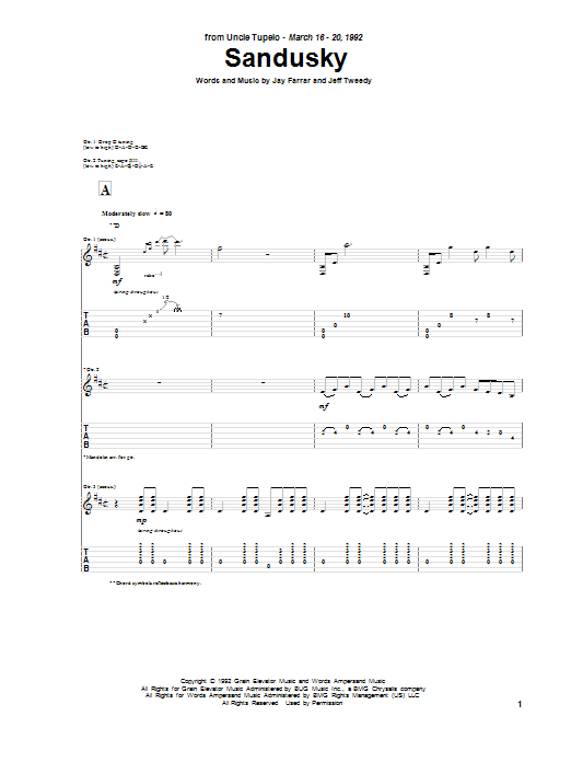 Learn to play Uncle Tupelo Sandusky sheet music for Guitar Tab in minutes. Price: 7.8900$ Uncle Tupelo Sandusky sheet music notes and chords arranged for Guitar Tab