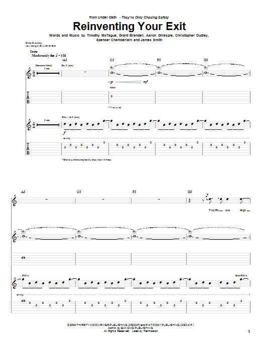 Underoath Reinventing Your Exit sheet music notes and chords. Download Printable PDF.