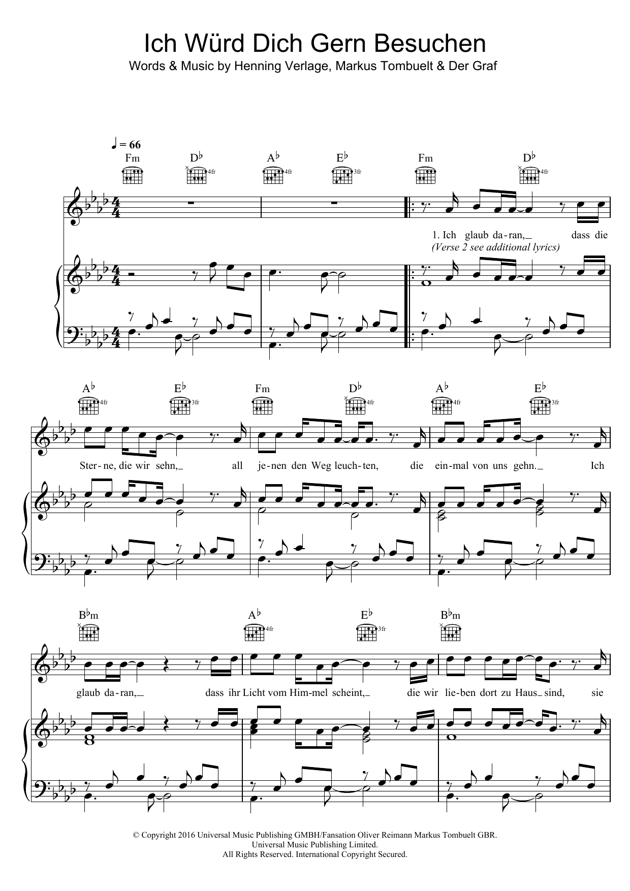 Unheilig Ich Würd Dich Gern Besuchen sheet music notes and chords. Download Printable PDF.