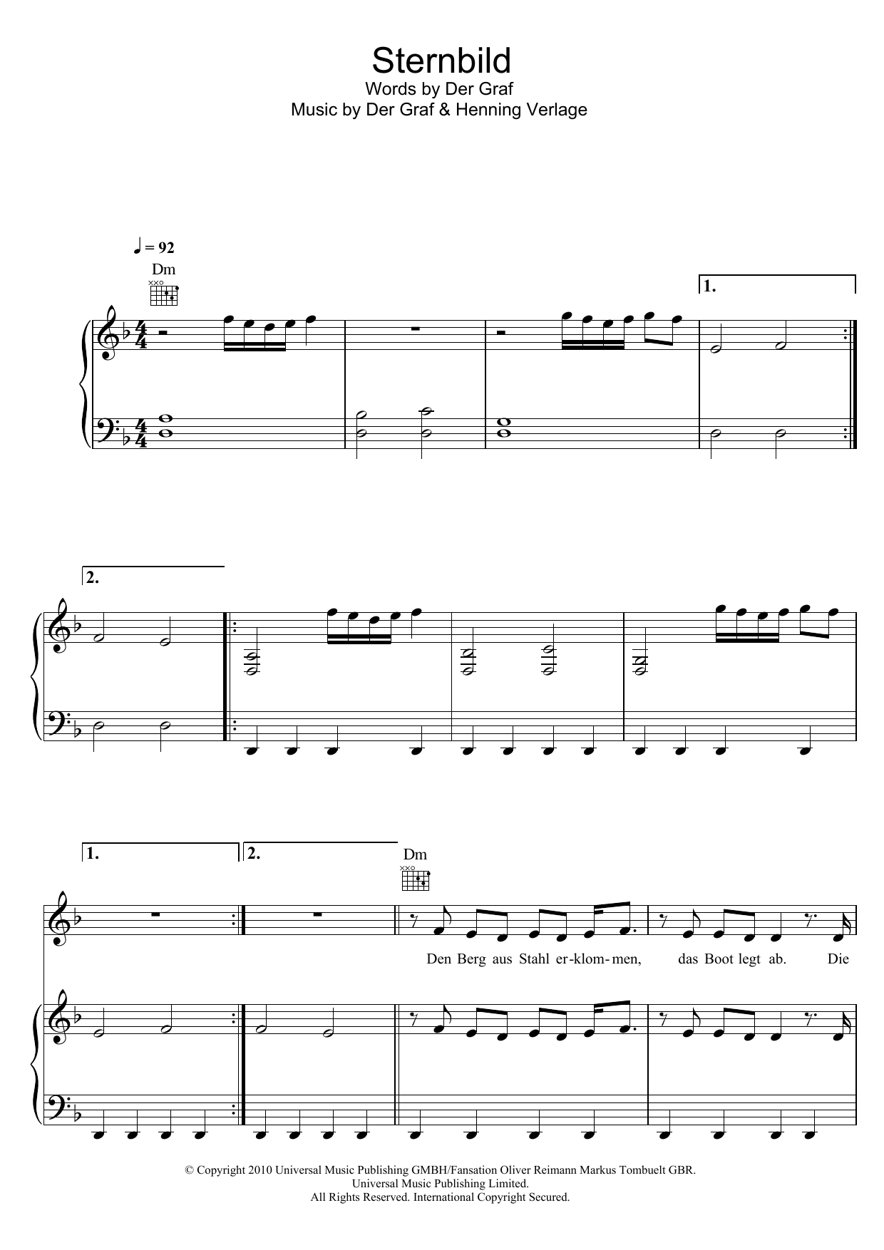 Learn to play Unheilig Sternbild sheet music for Piano, Vocal & Guitar Chords in minutes. Price: 7.8900$ Unheilig Sternbild sheet music notes and chords arranged for Piano, Vocal & Guitar Chords