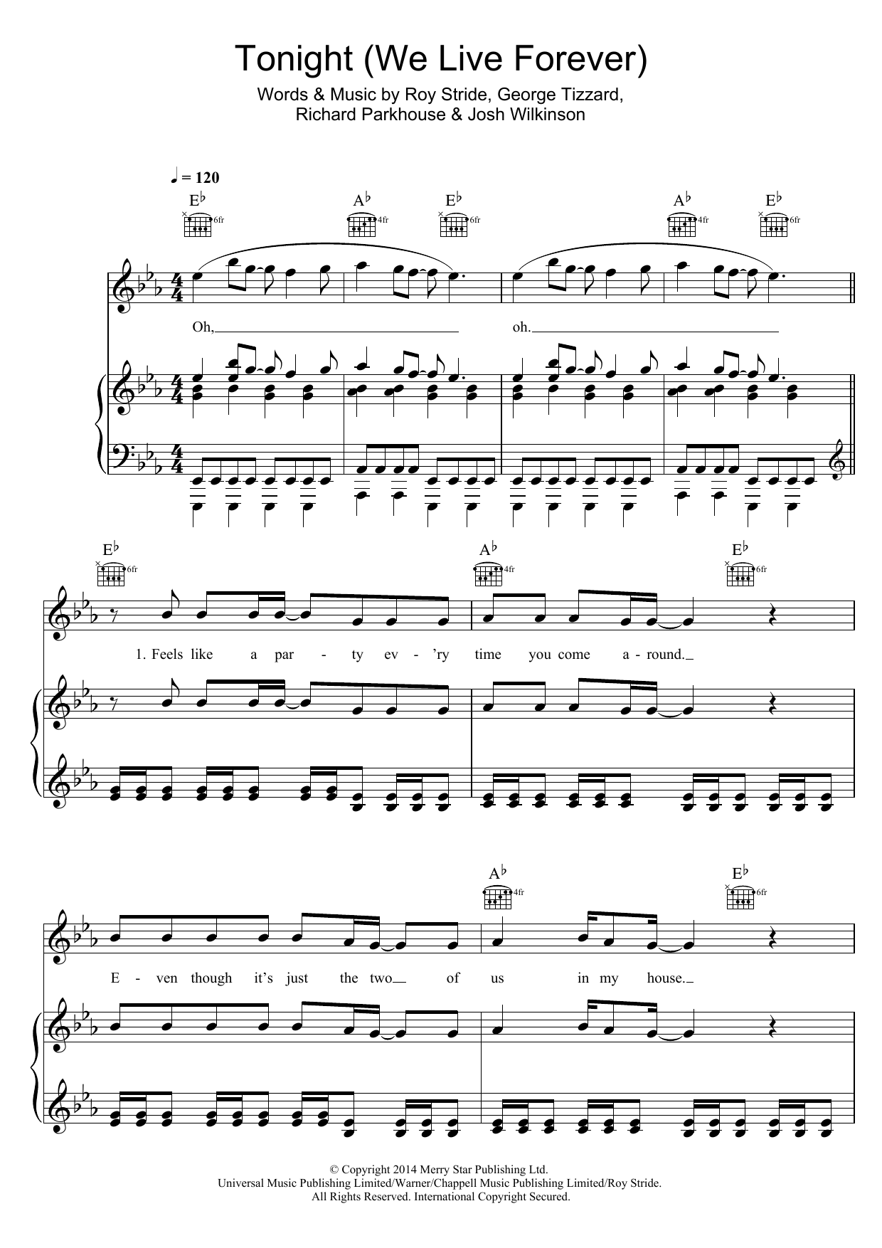 Learn to play Union J Tonight (We Live Forever) sheet music for Piano, Vocal & Guitar Chords in minutes. Price: 7.8900$ Union J Tonight (We Live Forever) sheet music notes and chords arranged for Piano, Vocal & Guitar Chords
