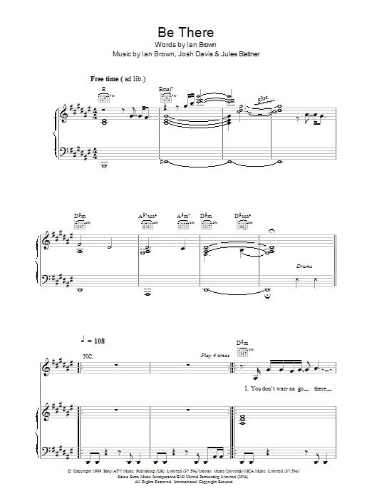 Learn to play Unkle Be There (feat. Ian Brown) sheet music for Piano, Vocal & Guitar Chords in minutes. Price: 7.8900$ Unkle Be There (feat. Ian Brown) sheet music notes and chords arranged for Piano, Vocal & Guitar Chords