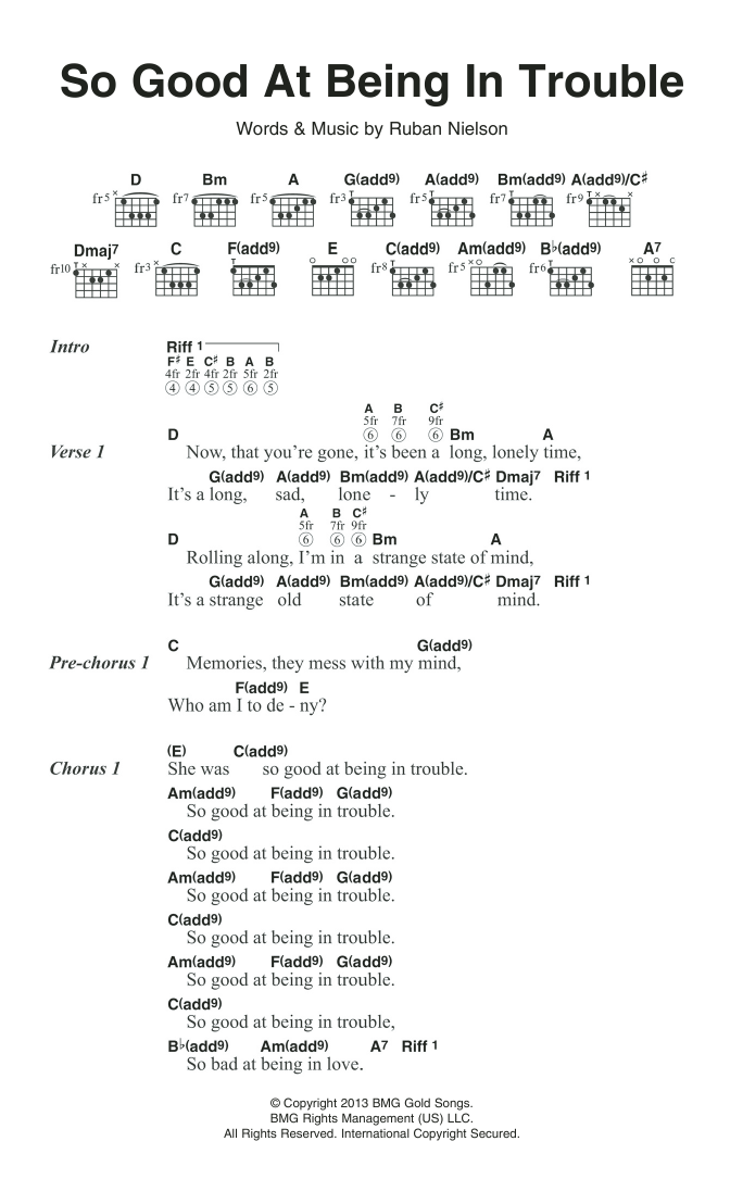 Unknown Mortal Orchestra So Good At Being In Trouble sheet music notes and chords. Download Printable PDF.