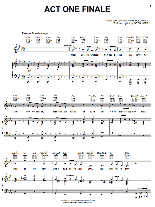 Urinetown (Musical) Act One Finale sheet music notes and chords. Download Printable PDF.