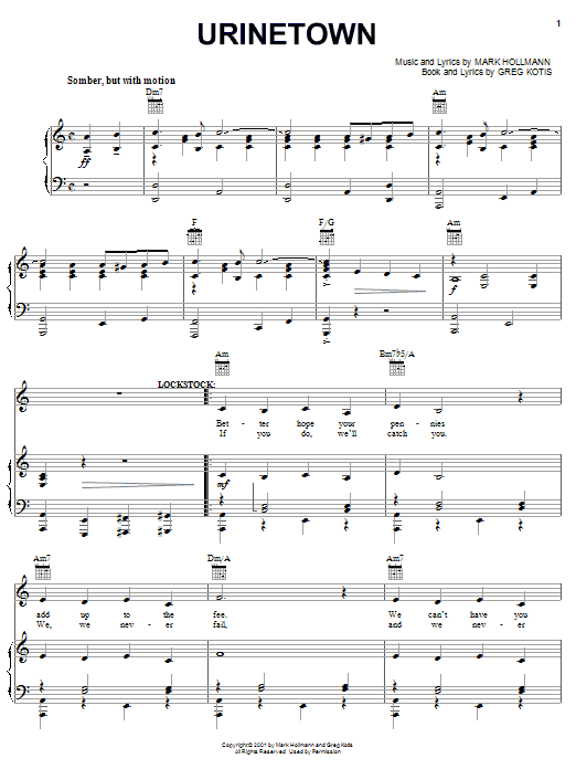 Urinetown (Musical) Urinetown sheet music notes and chords. Download Printable PDF.