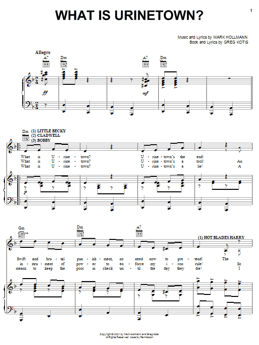 Urinetown (Musical) What Is Urinetown? sheet music notes and chords. Download Printable PDF.