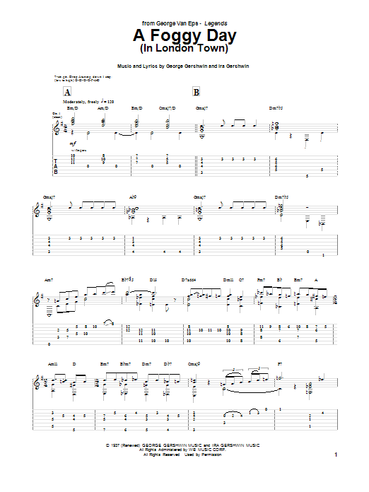 Learn to play Van Eps, George A Foggy Day (In London Town) sheet music for Guitar Tab in minutes. Price: 7.8900$ Van Eps, George A Foggy Day (In London Town) sheet music notes and chords arranged for Guitar Tab