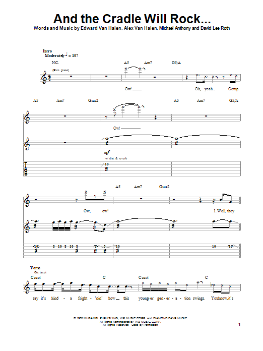 Van Halen And The Cradle Will Rock... sheet music notes and chords. Download Printable PDF.