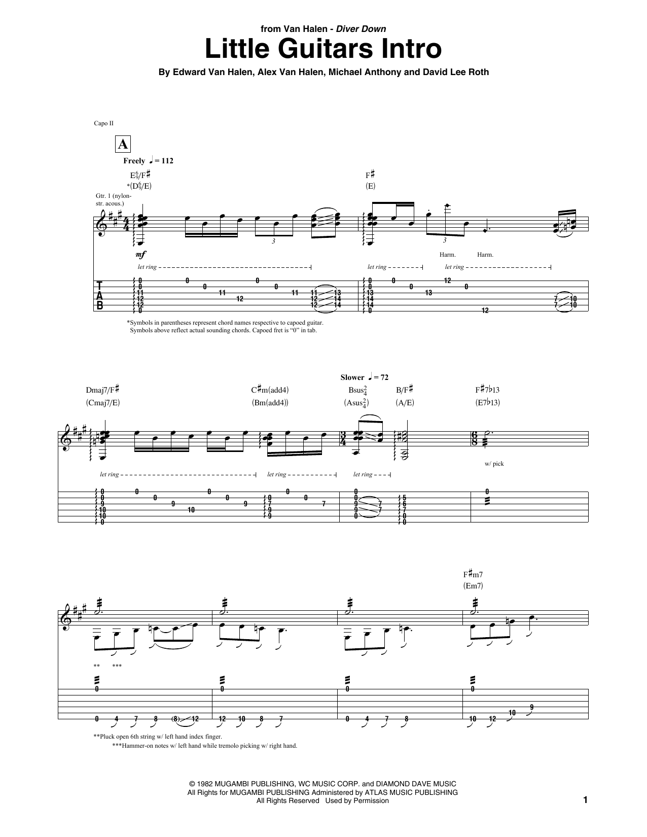 Van Halen Little Guitars Intro sheet music notes and chords. Download Printable PDF.