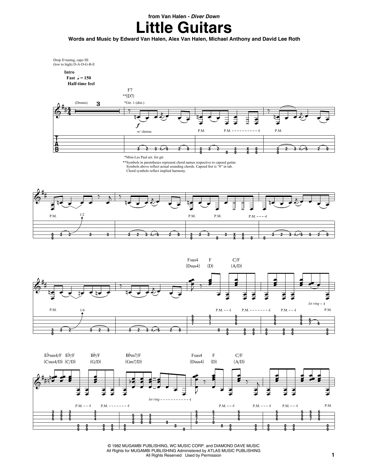 Van Halen Little Guitars sheet music notes and chords. Download Printable PDF.