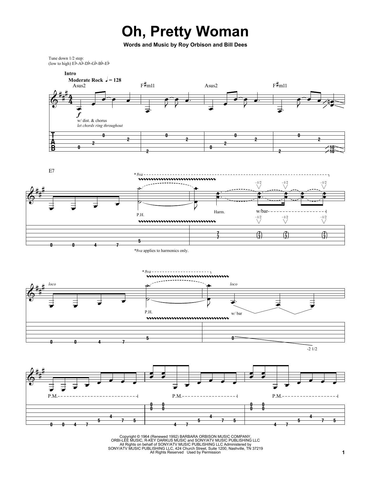 Van Halen Oh, Pretty Woman sheet music notes and chords arranged for Guitar Tab (Single Guitar)