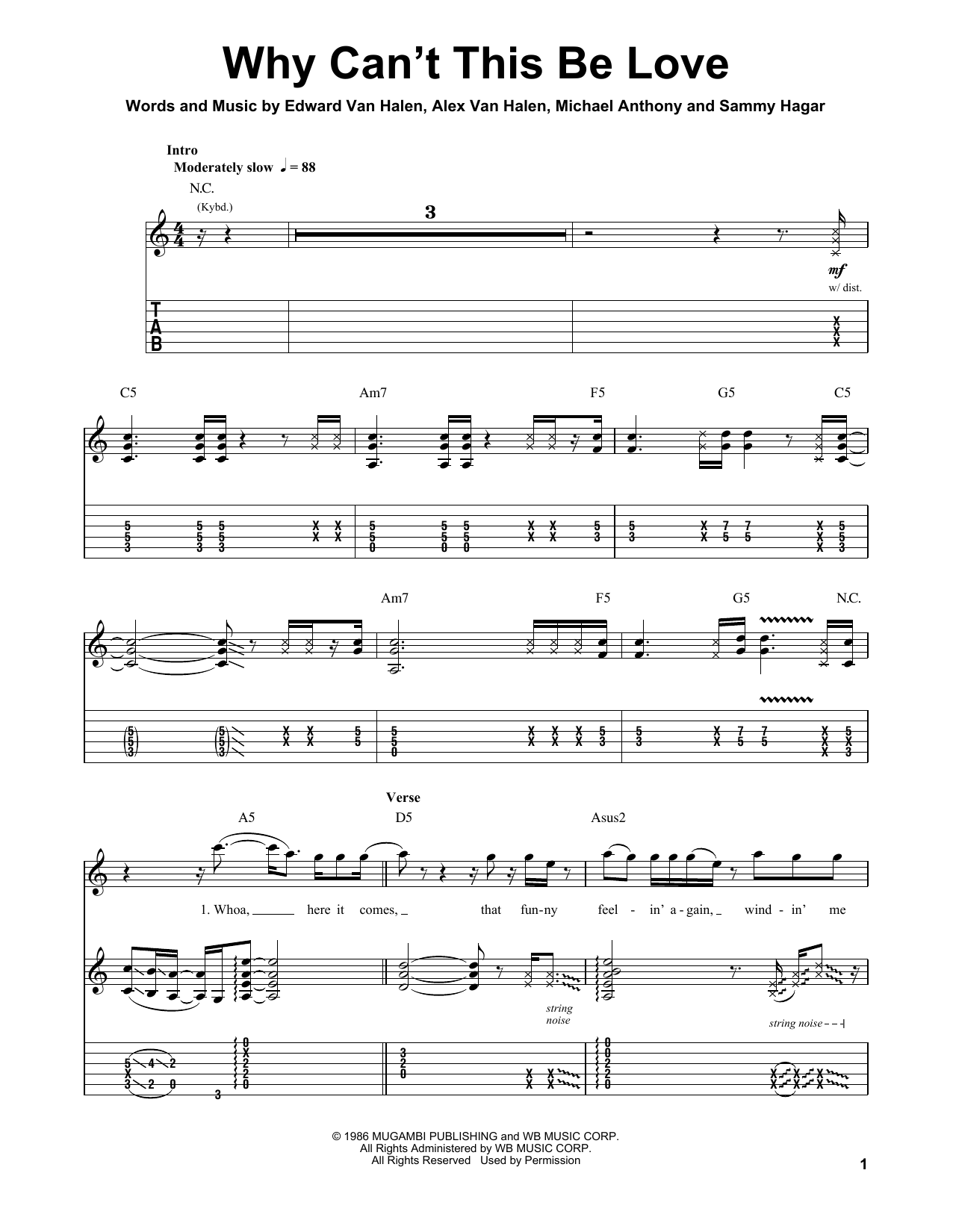 Van Halen Why Can't This Be Love sheet music notes and chords. Download Printable PDF.