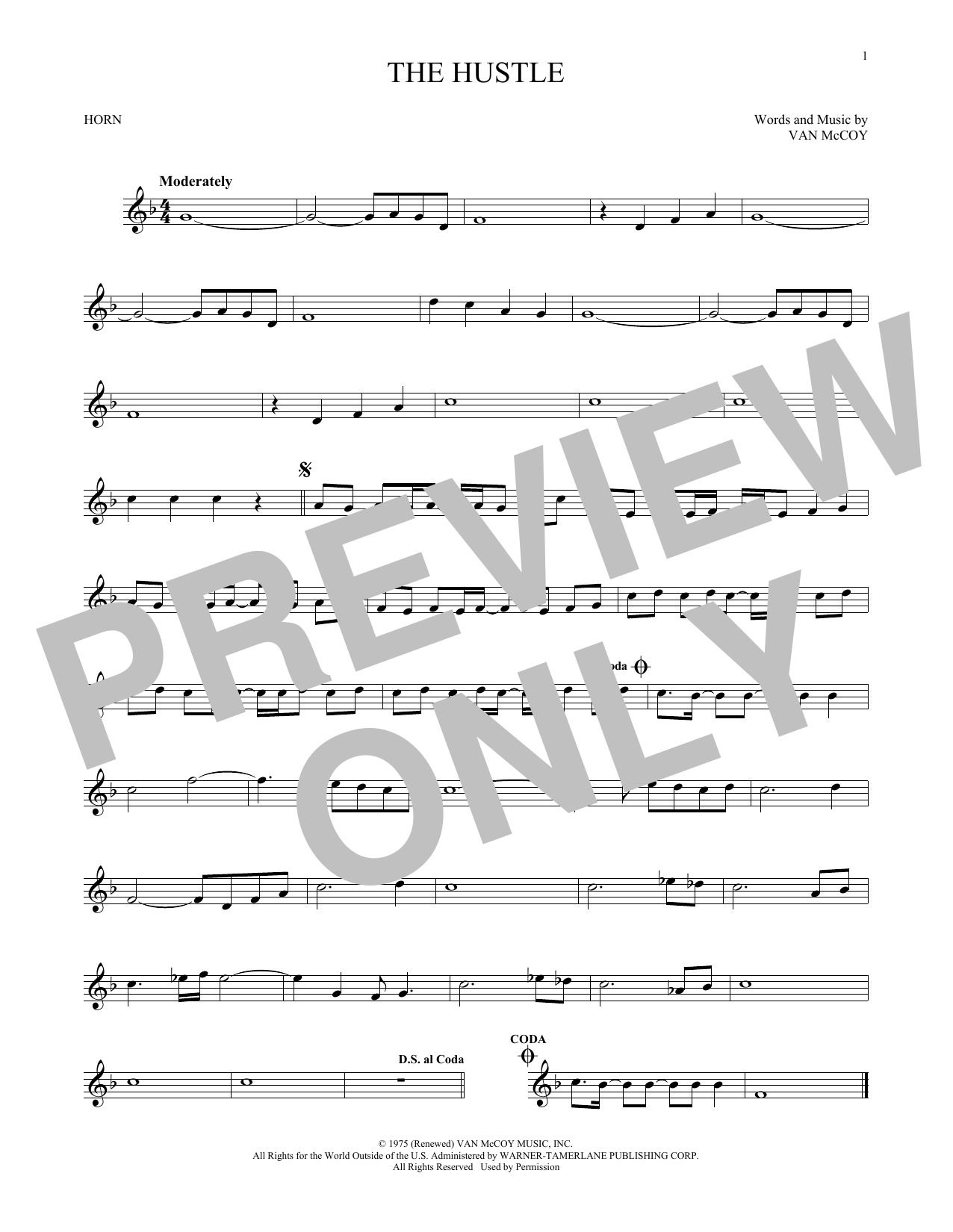 Van McCoy The Hustle sheet music notes and chords. Download Printable PDF.