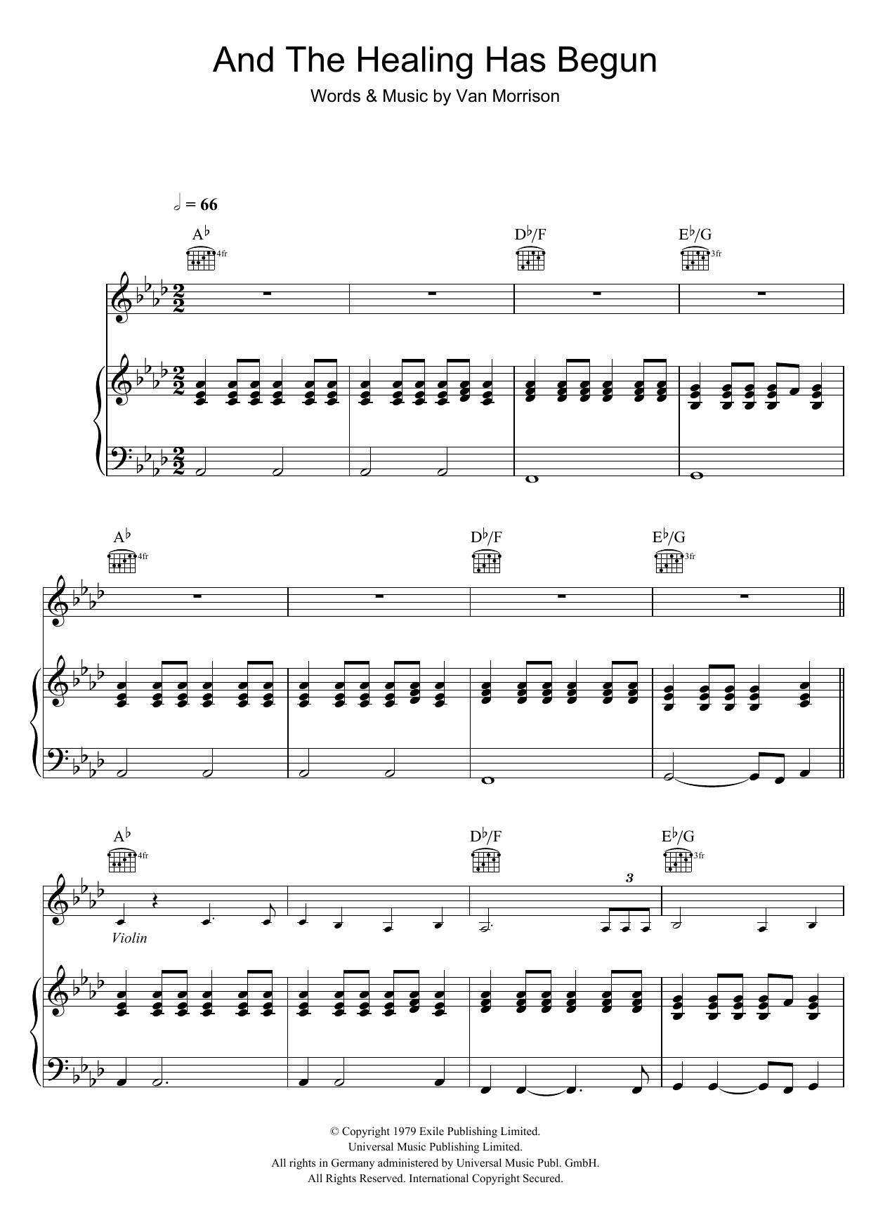 Van Morrison And The Healing Has Begun sheet music notes and chords. Download Printable PDF.