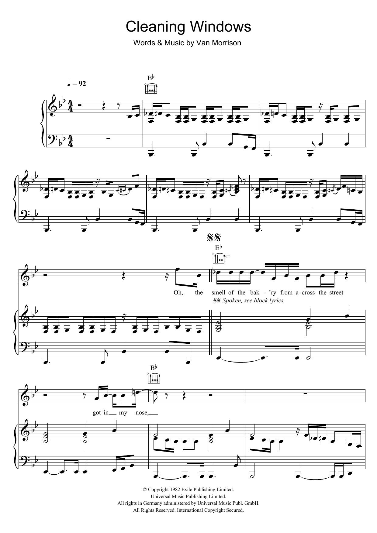 Learn to play Van Morrison Cleaning Windows sheet music for Piano, Vocal & Guitar Chords in minutes. Price: 7.8900$ Van Morrison Cleaning Windows sheet music notes and chords arranged for Piano, Vocal & Guitar Chords
