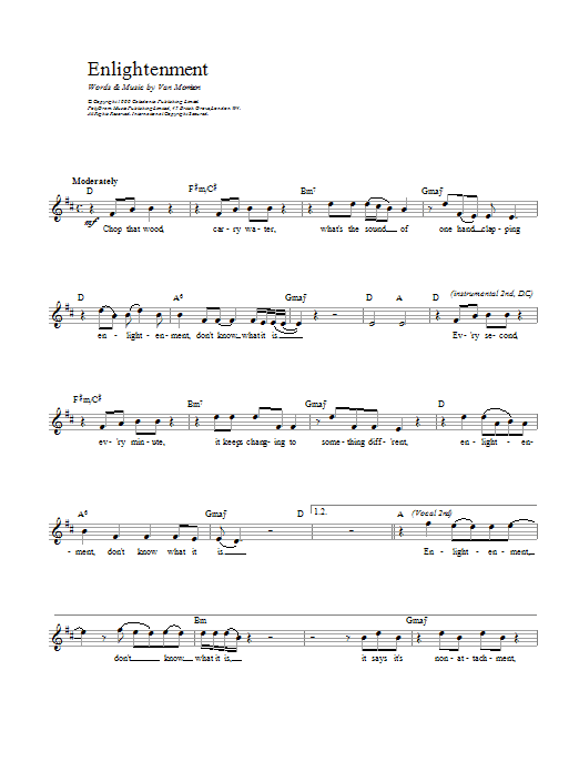 Van Morrison Enlightenment sheet music notes and chords. Download Printable PDF.