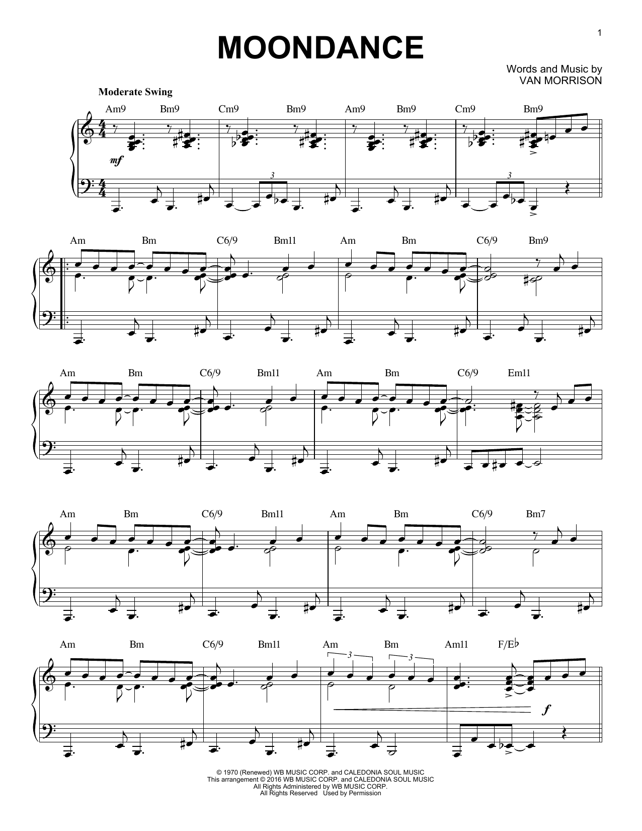 Van Morrison Moondance [Jazz version] (arr. Brent Edstrom) sheet music notes and chords. Download Printable PDF.