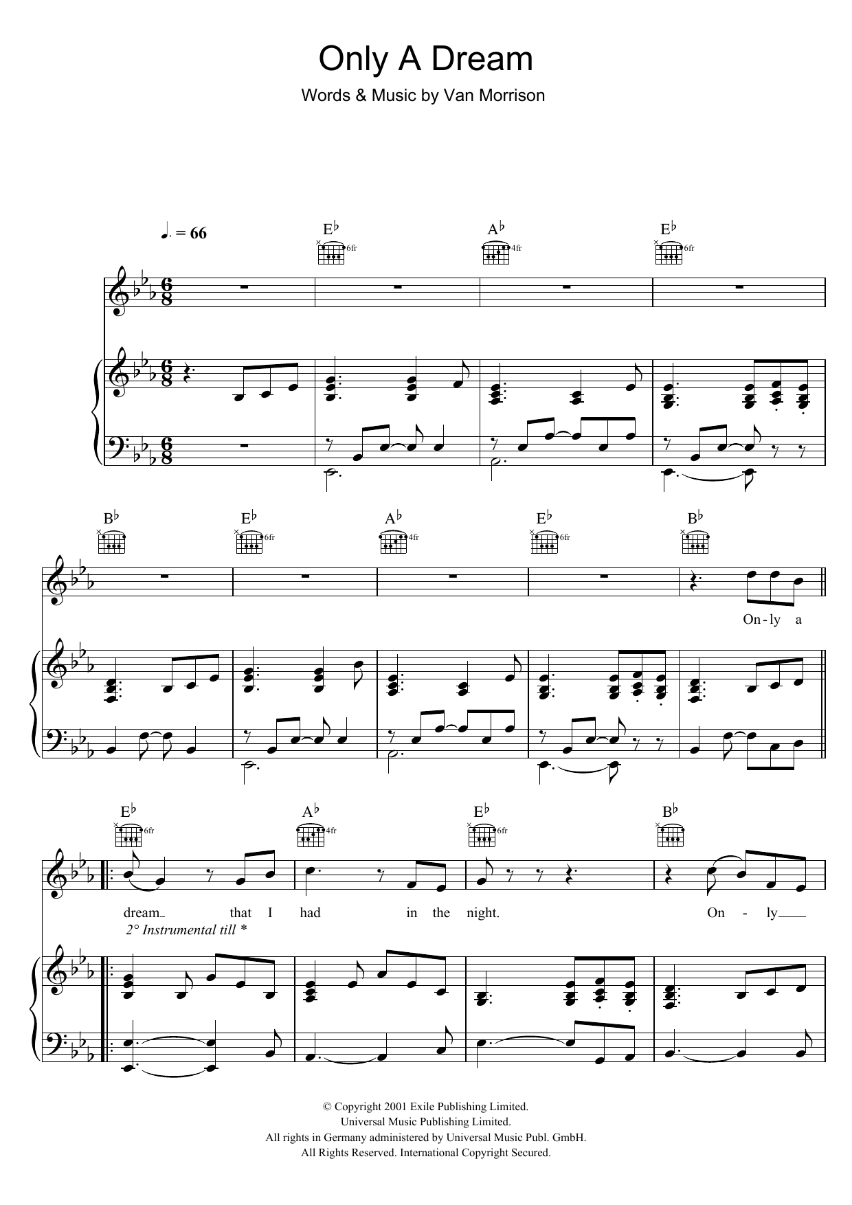 Van Morrison Only A Dream sheet music notes and chords. Download Printable PDF.