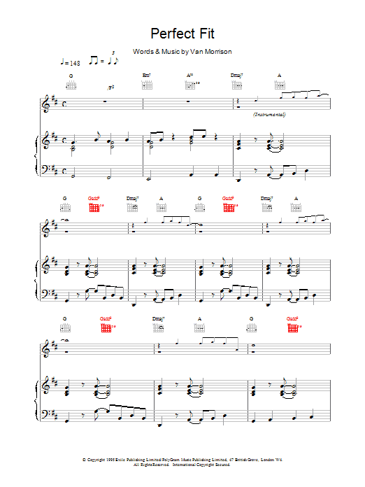 Van Morrison Perfect Fit sheet music notes and chords. Download Printable PDF.