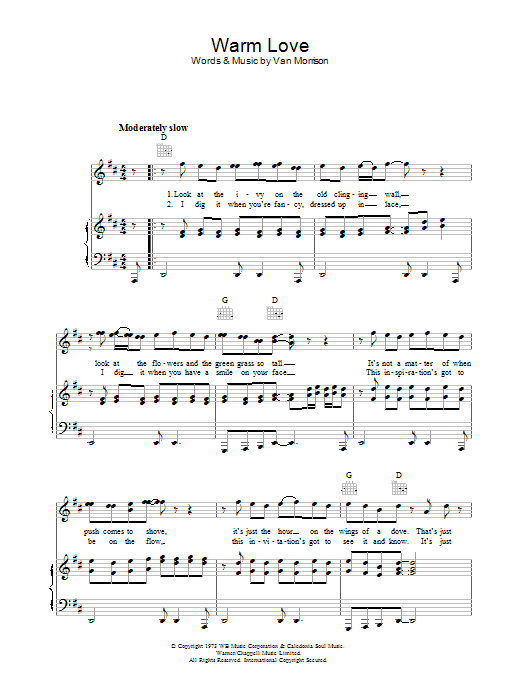 Van Morrison Warm Love sheet music notes and chords. Download Printable PDF.