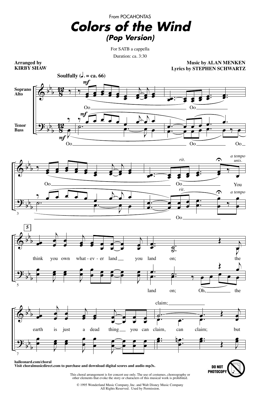 Learn to play Vanessa Williams Colors Of The Wind (from Pocahontas) (Arr. Kirby Shaw) sheet music for SATB Choir in minutes. Price: 3.9900$ Vanessa Williams Colors Of The Wind (from Pocahontas) (Arr. Kirby Shaw) sheet music notes and chords arranged for SATB Choir