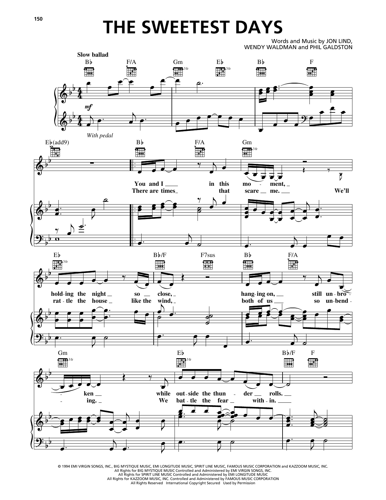 Vanessa Williams The Sweetest Days sheet music notes and chords arranged for Piano, Vocal & Guitar Chords (Right-Hand Melody)