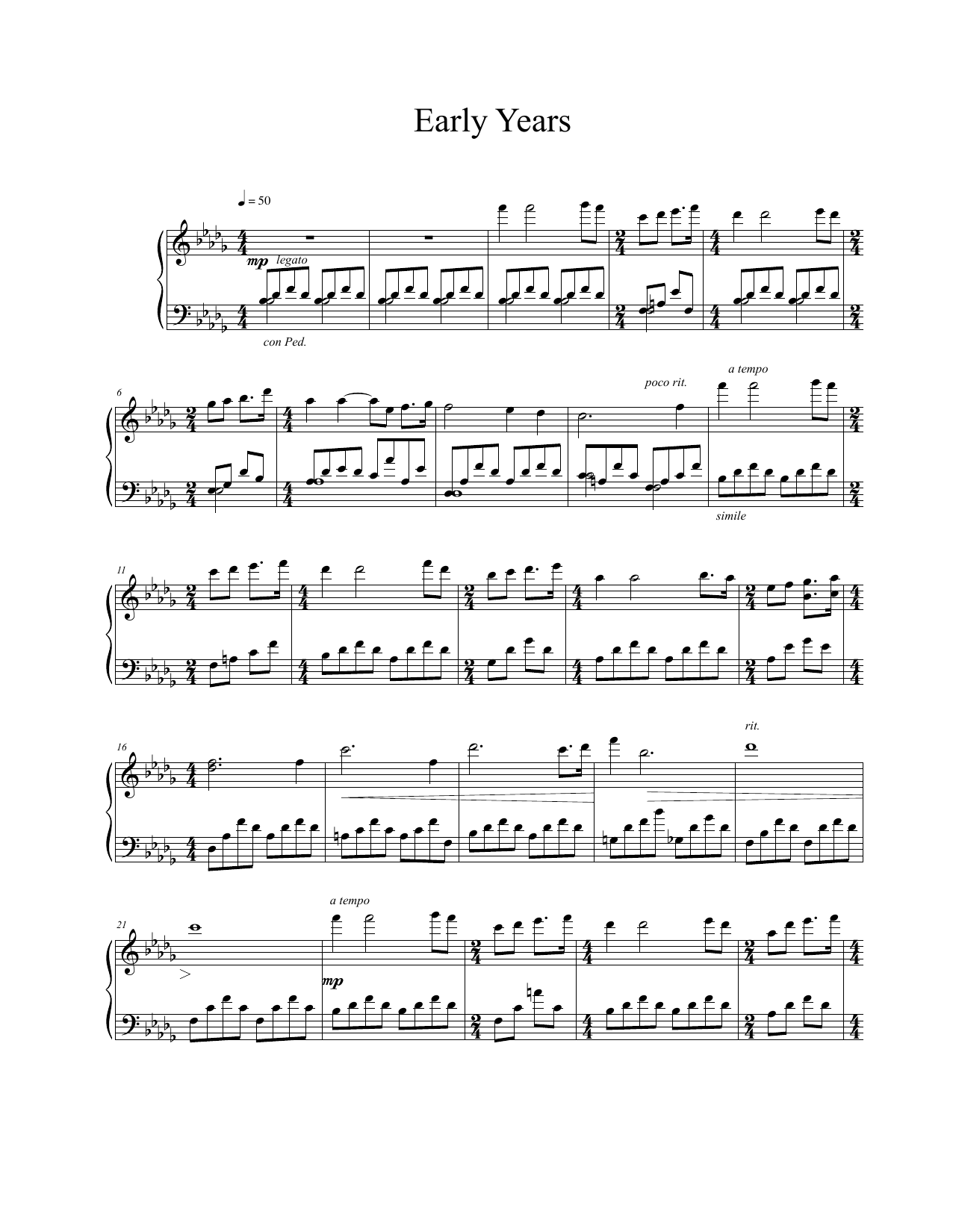 Learn to play Vangelis Early Years sheet music for Piano Solo in minutes. Price: 7.8900$ Vangelis Early Years sheet music notes and chords arranged for Piano Solo