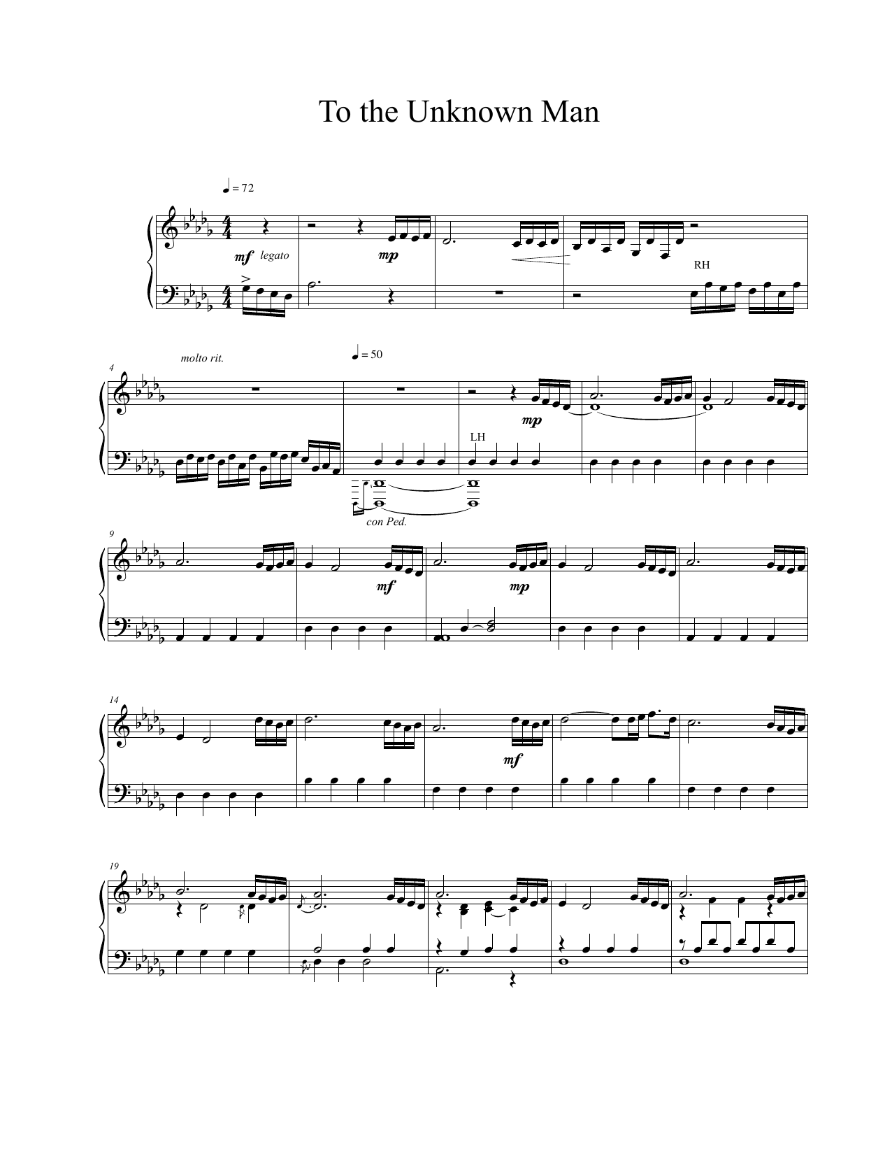 Vangelis To The Unknown Man sheet music notes and chords. Download Printable PDF.