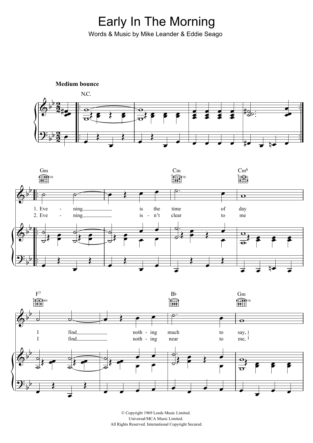 Learn to play Vanity Fair Early In The Morning sheet music for Piano, Vocal & Guitar Chords in minutes. Price: 7.8900$ Vanity Fair Early In The Morning sheet music notes and chords arranged for Piano, Vocal & Guitar Chords