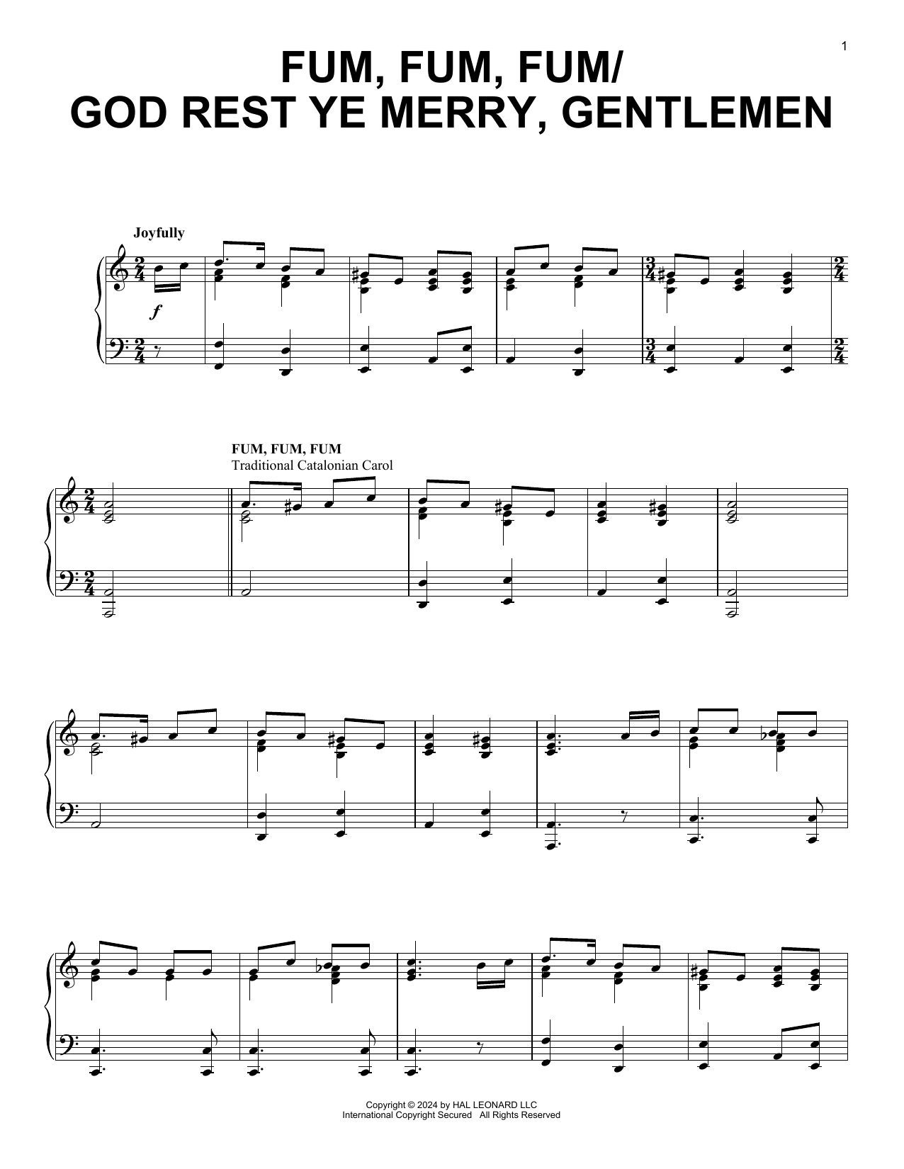 Various Fum, Fum, Fum/God Rest Ye Merry, Gentlemen Christmas Medley sheet music notes and chords. Download Printable PDF.