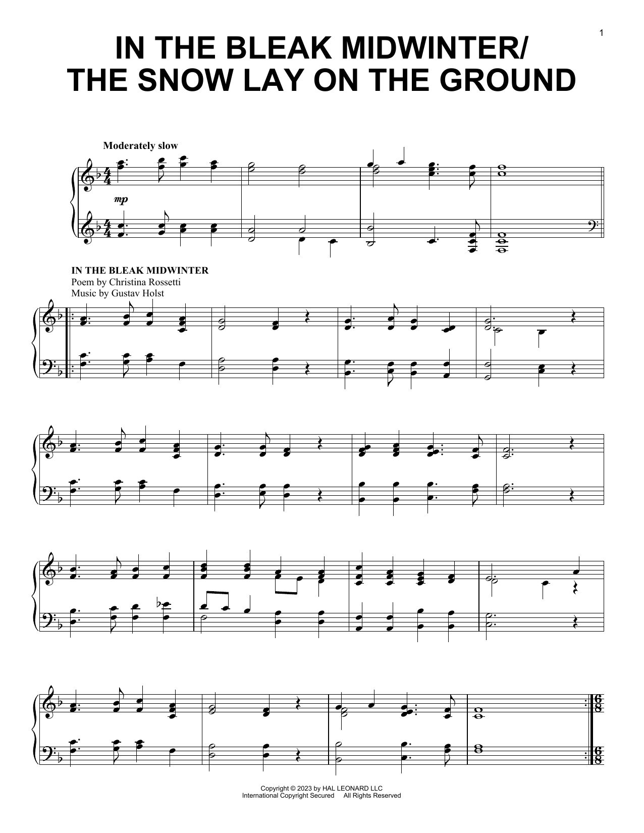 Various In The Bleak Midwinter/The Snow Lay On The Ground sheet music notes and chords. Download Printable PDF.