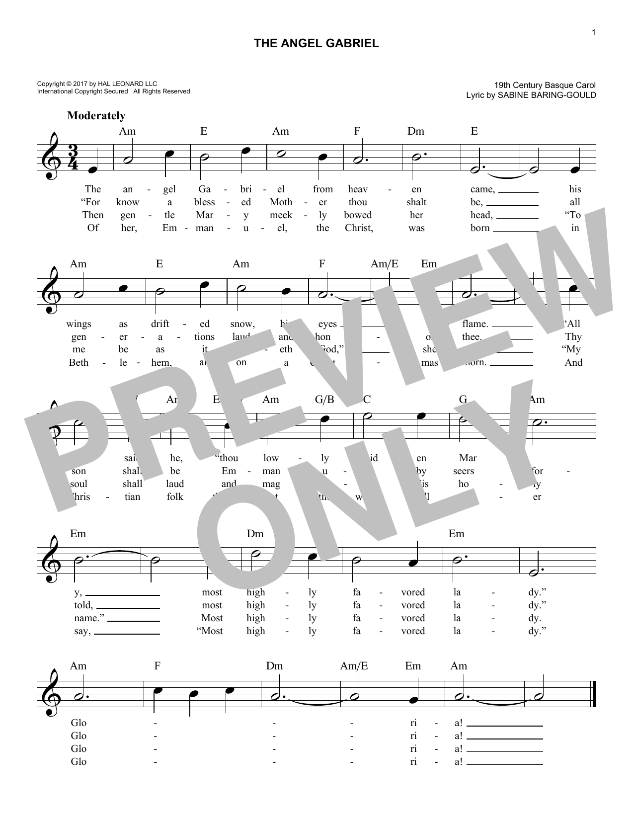 Various The Angel Gabriel sheet music notes and chords. Download Printable PDF.