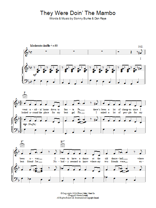 Learn to play Vaughn Monroe They Were Doing The Mambo sheet music for Piano, Vocal & Guitar Chords in minutes. Price: 7.8900$ Vaughn Monroe They Were Doing The Mambo sheet music notes and chords arranged for Piano, Vocal & Guitar Chords