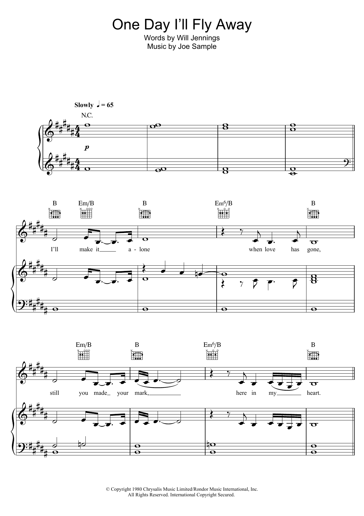 Vaults One Day I'll Fly Away sheet music notes and chords. Download Printable PDF.