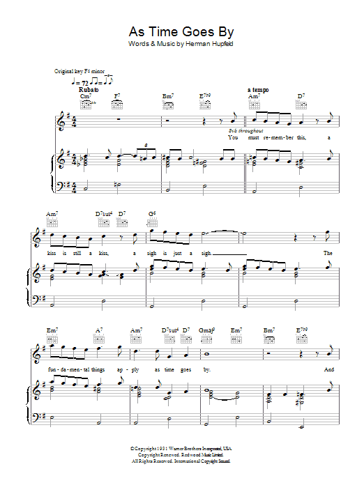 Vera Lynn As Time Goes By sheet music notes and chords. Download Printable PDF.