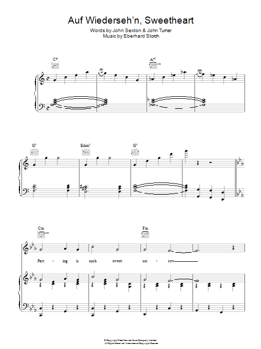 Vera Lynn Auf Wiederseh'n, Sweetheart sheet music notes and chords. Download Printable PDF.