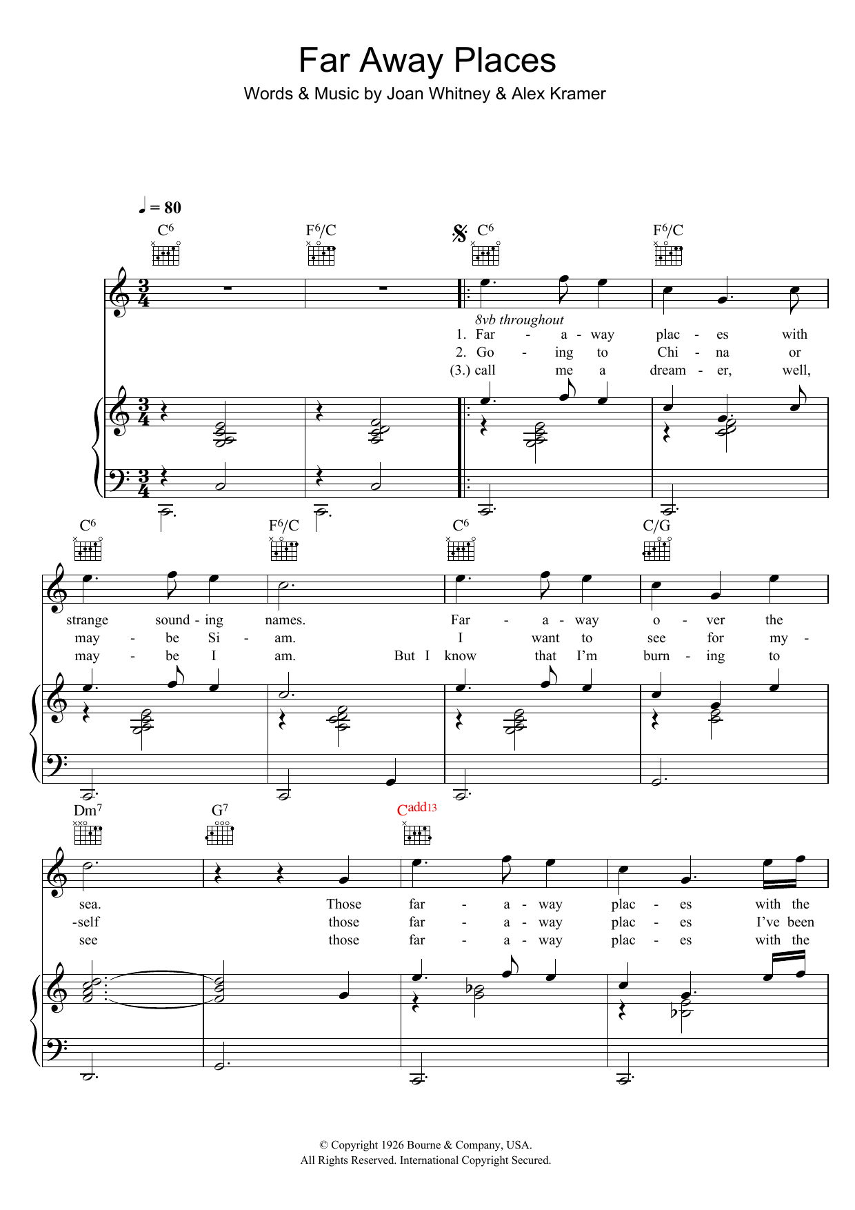 Vera Lynn Far Away Places sheet music notes and chords. Download Printable PDF.