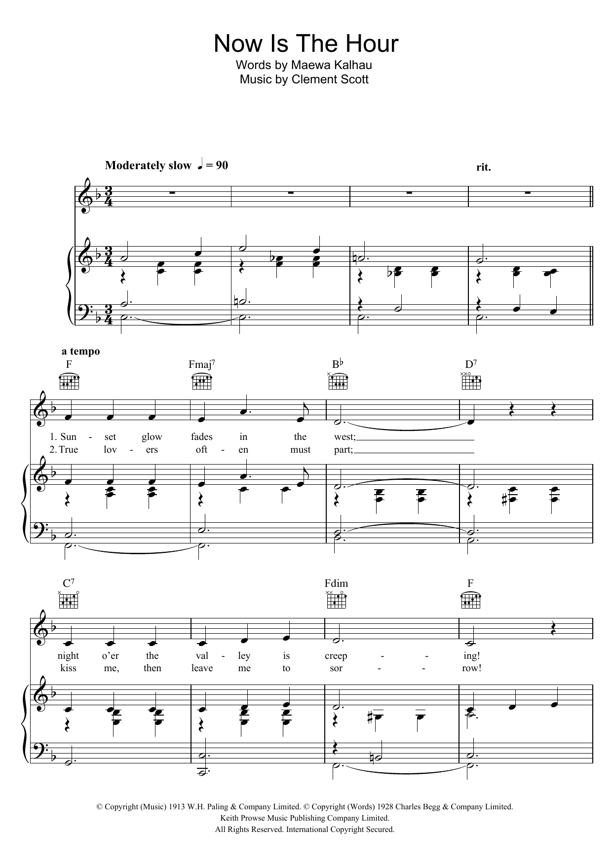 Vera Lynn Now Is The Hour sheet music notes and chords. Download Printable PDF.