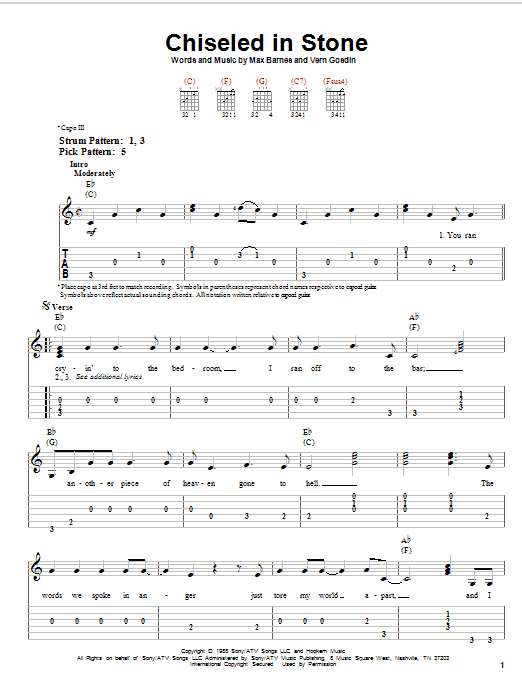 Vern Gosdin Chiseled In Stone sheet music notes and chords. Download Printable PDF.