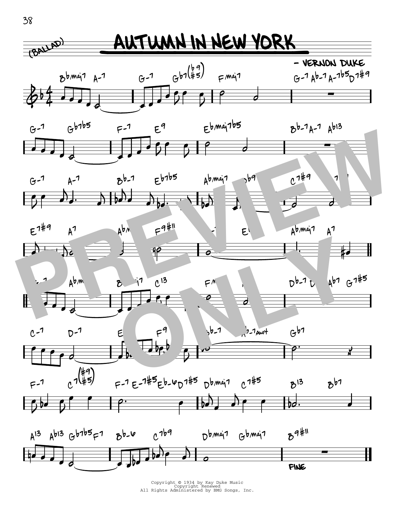 Vernon Duke Autumn In New York [Reharmonized version] (arr. Jack Grassel) sheet music notes and chords arranged for Real Book – Melody & Chords