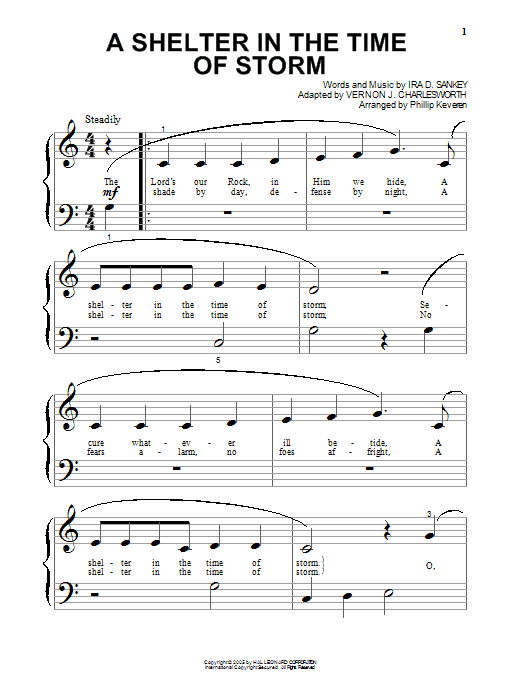 Learn to play Vernon J. Charlesworth A Shelter In The Time Of Storm sheet music for Beginning Piano Solo in minutes. Price: 6.9900$ Vernon J. Charlesworth A Shelter In The Time Of Storm sheet music notes and chords arranged for Beginning Piano Solo
