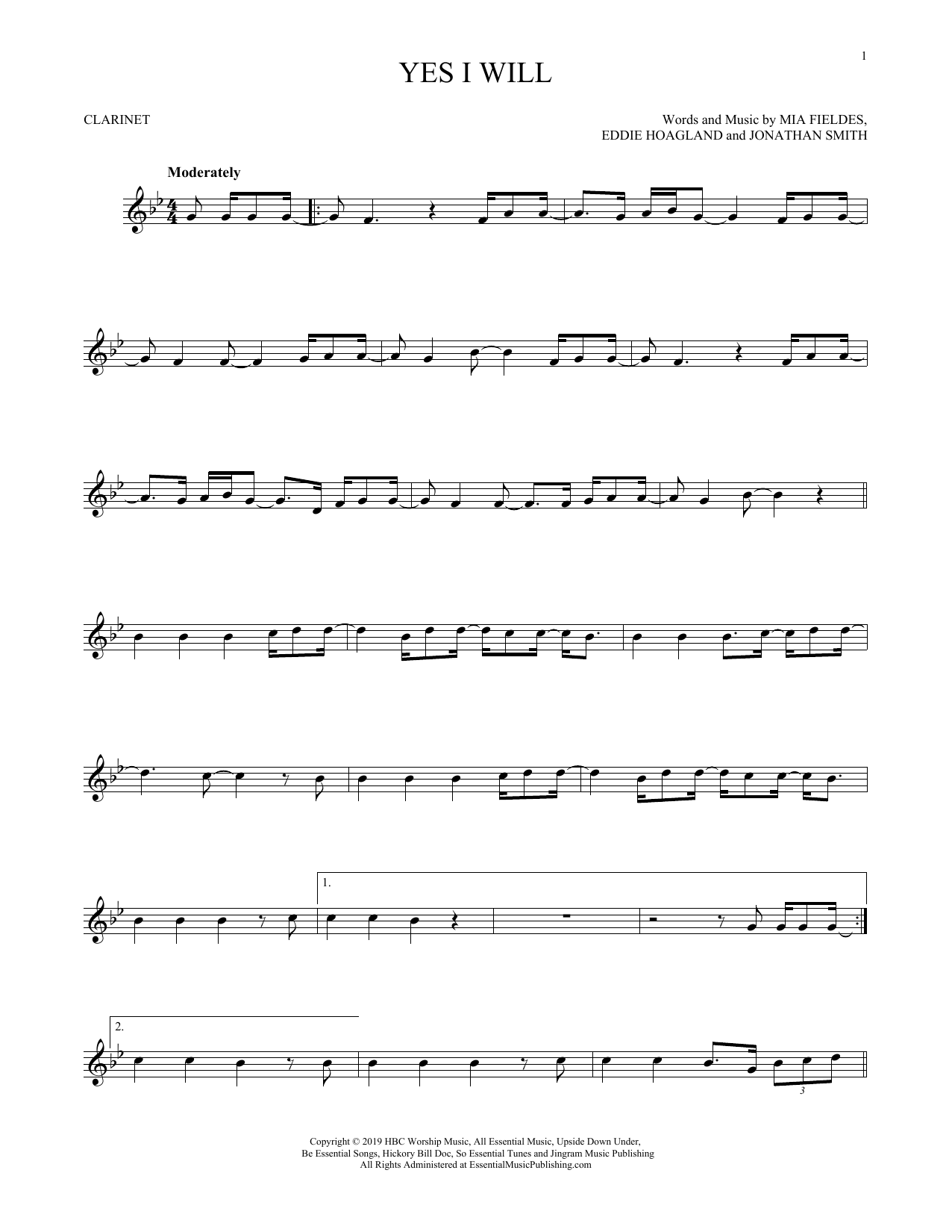 Vertical Worship Yes I Will sheet music notes and chords. Download Printable PDF.