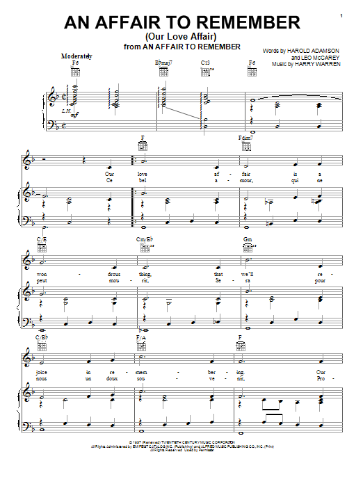 Learn to play Vic Damone An Affair To Remember (Our Love Affair) sheet music for Piano, Vocal & Guitar Chords (Right-Hand Melody) in minutes. Price: 7.8900$ Vic Damone An Affair To Remember (Our Love Affair) sheet music notes and chords arranged for Piano, Vocal & Guitar Chords (Right-Hand Melody)