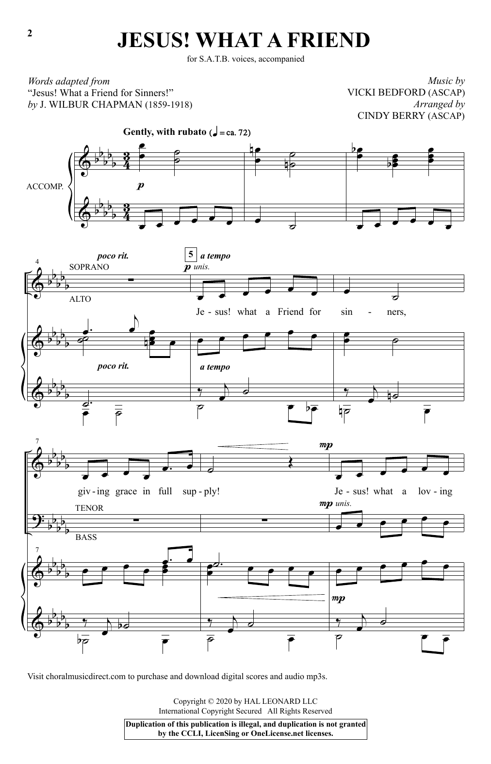 Vicki Bedford Jesus! What A Friend (arr. Cindy Berry) sheet music notes and chords. Download Printable PDF.