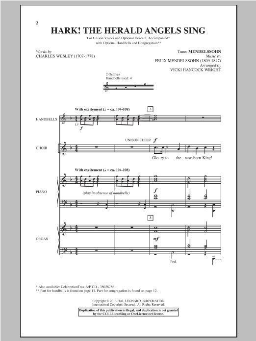 Christmas Carol Hark! The Herald Angels Sing (arr. Vicki Hancock Wright) sheet music notes and chords. Download Printable PDF.